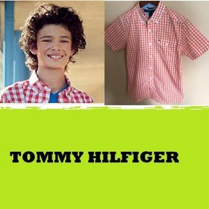 🔥3/&20.Tommy Hilfiger Boys Short Sleeve Gingham Shirt